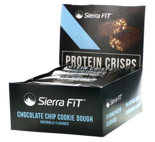 Sierra Fit, хрусткі протеїнові батончики, печиво з шоколадними крихтами, 12 шт. по 56 г (1,98 унції)