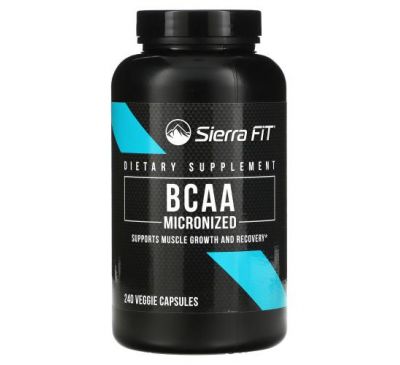Sierra Fit, мікронізовані BCAA, амінокислоти з розгалуженими ланцюгами, 500 мг, 240 рослинних капсул