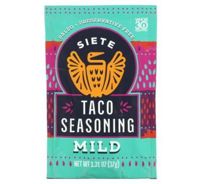 Siete, Taco Seasoning, Mild, 1.31 oz (37 g)