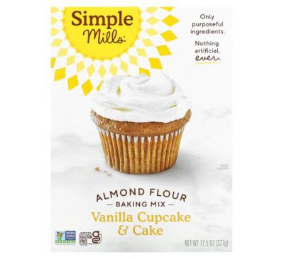 Simple Mills, Naturally Gluten-Free, Almond Flour Mix, Vanilla Cupcake & Cake , 11.5 oz (327 g)