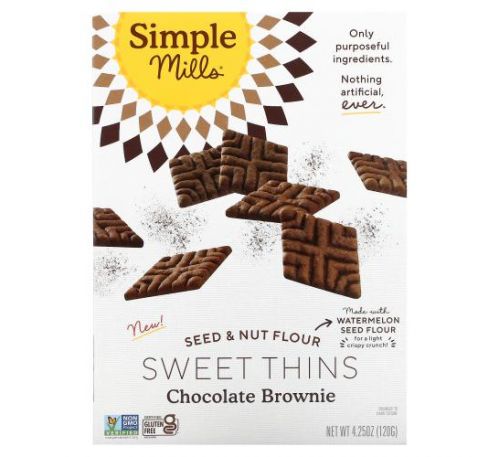 Simple Mills, Sweet Thins, Seed & Nut Flower, Chocolate Brownie, 4.25 oz (120 g)