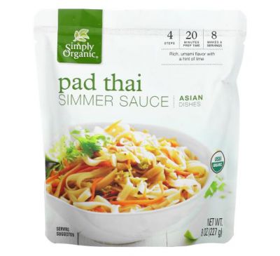 Simply Organic, Asian Dishes, Pad Thai Simmer Sauce, 8 oz (227 g)