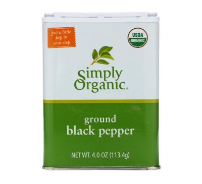 Simply Organic, чорний мелений перець, 113,4 г (4 унції)