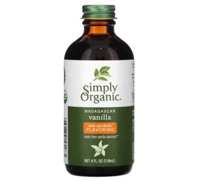 Simply Organic, мадагаскарська ваніль, ароматизатор без спирту, вирощена на фермі, 118 мл (4 рідк. унції)