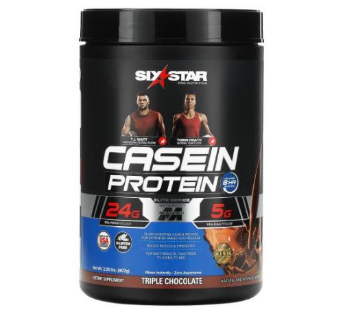 Six Star, Pro Nutrition, Casein Protein, Elite Series, Triple Chocolate, 2 lbs (907 g)