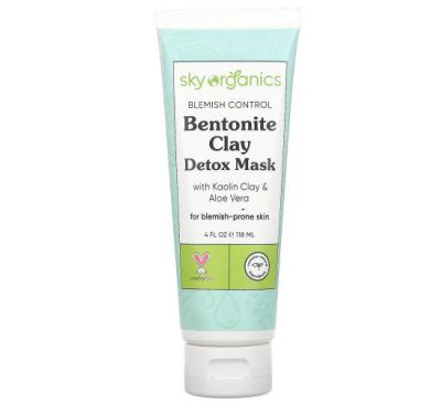Sky Organics, Blemish Control, Bentonite Clay Detox Mask with Kaolin Clay & Aloe Vera,  4 fl oz (118 ml)