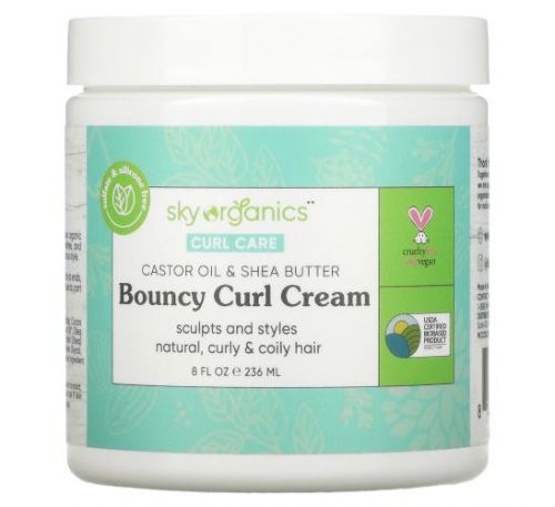 Sky Organics, Curl Care, Bouncy Curl Cream, 8 fl oz (236 ml)