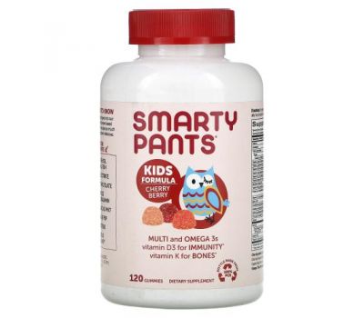 SmartyPants, Kids Formula, мультивітаміни та жирні кислоти омега-з для дітей, вишнево-ягідний смак, 120 жувальних мармеладок