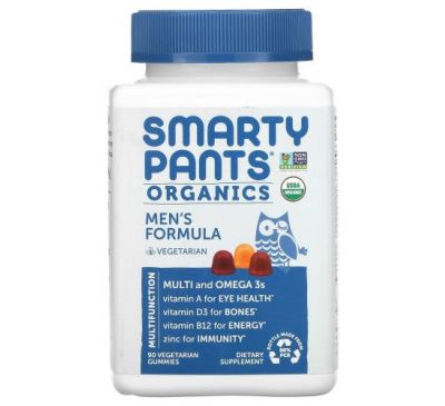 SmartyPants, Organic Men's Formula, Raspberry, Orange, and Cherry, 90 Vegetarian Gummies