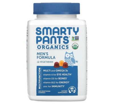 SmartyPants, Organics, Men's Formula, Raspberry, Orange, and Cherry, 120 Vegetarian Gummies