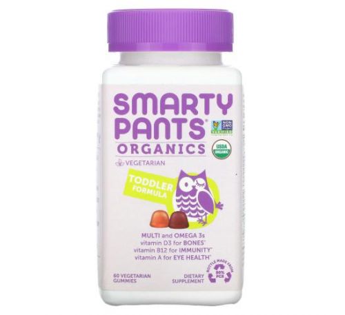 SmartyPants, Organics, Toddler Formula, Cherry and Mixed Berry, 60 Vegetarian Gummies