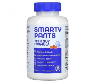 SmartyPants, Teen Guy Formula, добавка для хлопчиків-підлітків, зі смаком лимону, лайму, вишні й апельсину, 120 жувальних таблеток