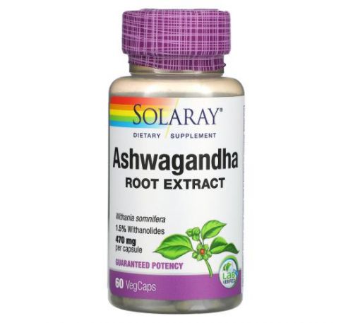Solaray, Ashwagandha, 470 mg, 60 Vegetarian Capsules