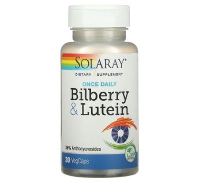 Solaray, Bilberry & Lutein, One Daily, 30 Easy-To-Swallow Capsules