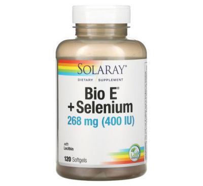 Solaray, Bio ≠ + Selenium, витамин E с селеном, 200 МЕ, 120 капсул