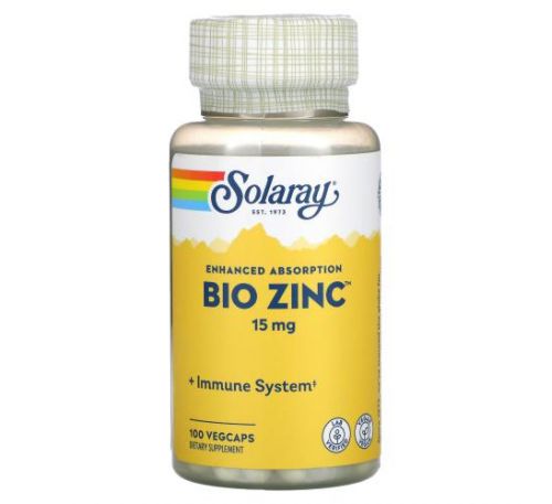 Solaray, Bio Zinc, 15 мг, 100 капсул VegCap