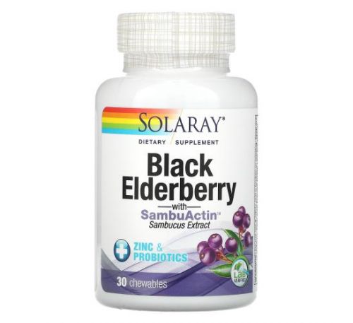 Solaray, Black Elderberry With SambuActin, 30 Chewables