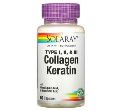 Solaray, Collagen Keratin, Type I, II, III, 60 Capsules