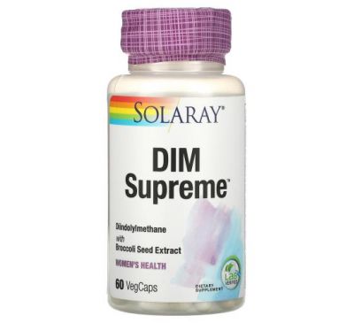 Solaray, DIM Supreme, дииндолилметан, 60 растительных капсул VegCaps