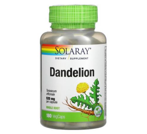 Solaray, Dandelion, 520 mg, 180 Vegcaps