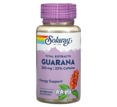 Solaray, Guarana Seed Extract, 200 mg, 60 Vegcaps