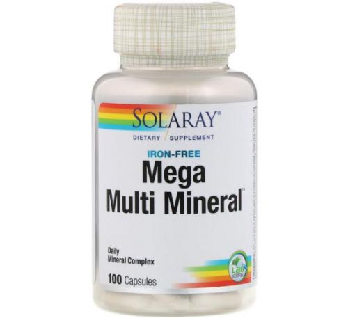 Solaray, Mega Multi Mineral, Iron Free, 100 Capsules