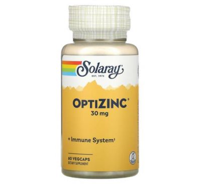 Solaray, OptiZinc, 30 мг, 60 капсул VegCap