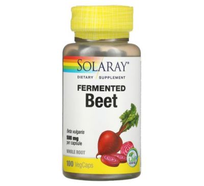 Solaray, Organically Grown Fermented Beet, 500 mg, 100 VegCaps