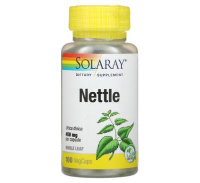 Solaray, Organically Grown Nettle, 450 mg, 100 VegCaps