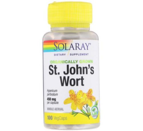 Solaray, Organically Grown St. John's Wort, 450 mg, 100 VegCaps