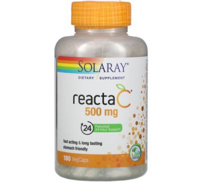 Solaray, Reacta-C, 500 мг, 180 вегетарианских капсул