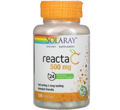 Solaray, Reacta-C, 500 мг, 120 вегетарианских капсул
