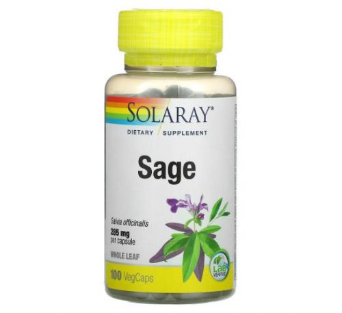 Solaray, Sage, 285 mg, 100 VegCaps