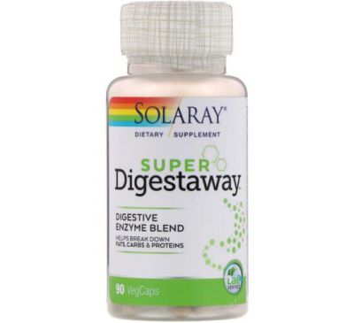 Solaray, Super Digestaway, смесь пищеварительных ферментов, 90&nbsp;вегетарианских капсул