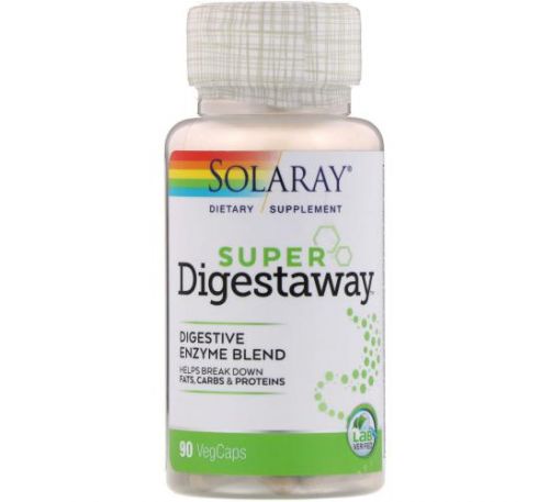 Solaray, Super Digestaway, суміш ферментів для полегшення травлення, 90 капсул VegCap