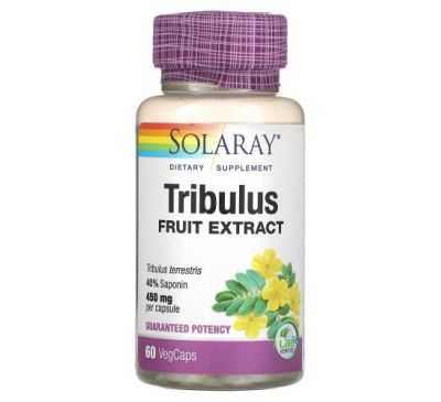 Solaray, Экстракт ягод трибулуса, 450 мг, 60 вегетарианских капсул