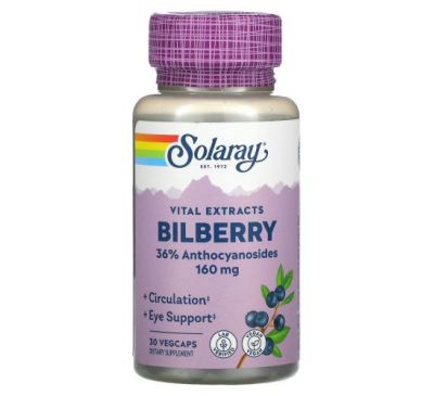 Solaray, Vital Extracts Bilberry, 160 mg, 30 VegCaps