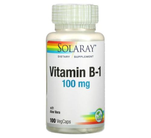 Solaray, Vitamin B-1, 100 mg, 100 VegCaps