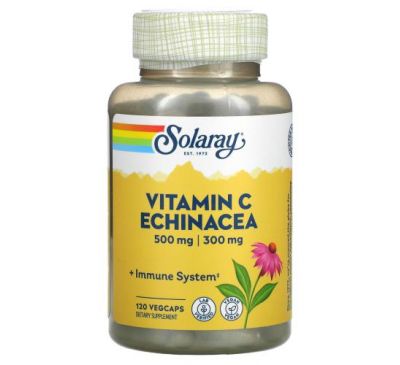 Solaray, Vitamin C Echinacea, 500 mg , 120 VegCaps