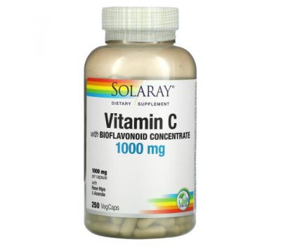 Solaray, Vitamin C with Bioflavonoid Concentrate, 1,000 mg, 250 VegCaps