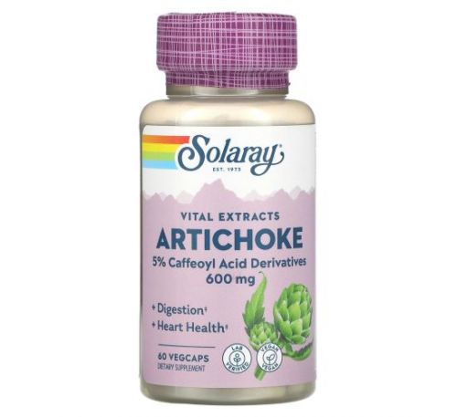 Solaray, екстракт листя артишоку, 300 мг, 60 вегетаріанських капсул