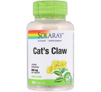 Solaray, котячий кіготь, 500 мг, 100 капсул VegCap