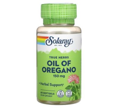 Solaray, олія орегано, 150 мг, 60 рослинних капсул