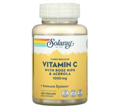 Solaray, вітамін C з тривалим вивільненням, 1000 мг, 100 капсул VegCap