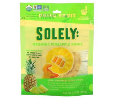 Solely, Organic Pineapple Rings, 3.5 oz (100 g)