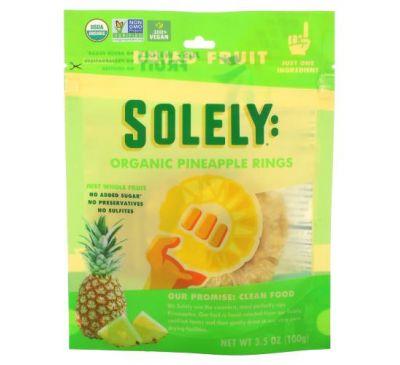 Solely, Organic Pineapple Rings, 3.5 oz (100 g)
