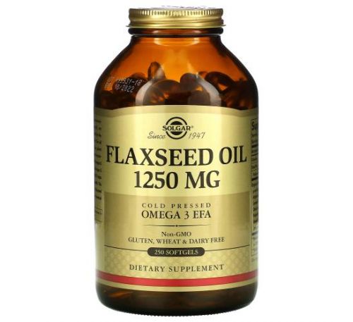 Solgar, Flaxseed Oil, 1,250 mg, 250 Softgels