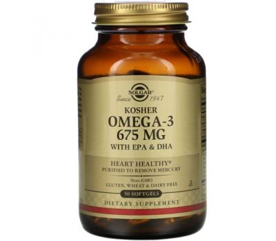 Solgar, Kosher Omega-3, 675 mg, 50 Softgels