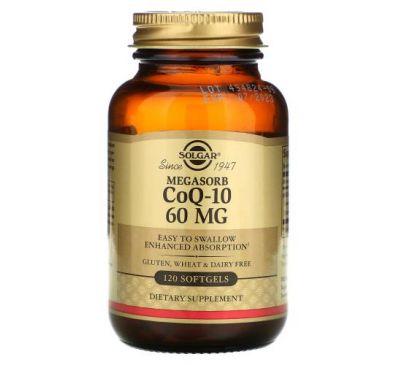 Solgar, Коэнзим Q10 с мегасорбом, 60 мг, 120 мягких таблеток