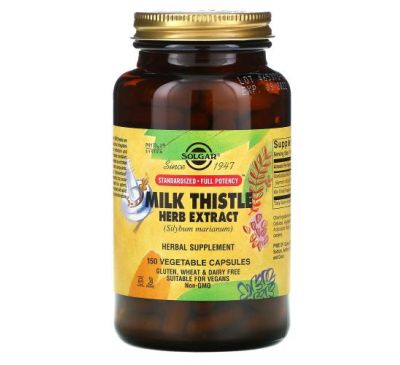 Solgar, Milk Thistle Herb Extract, 150 Vegetable Capsules